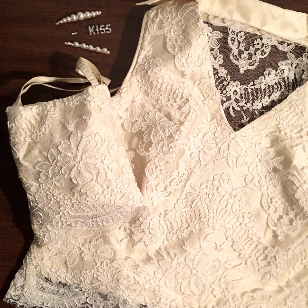 Vintage White Lace Top and Hand bag